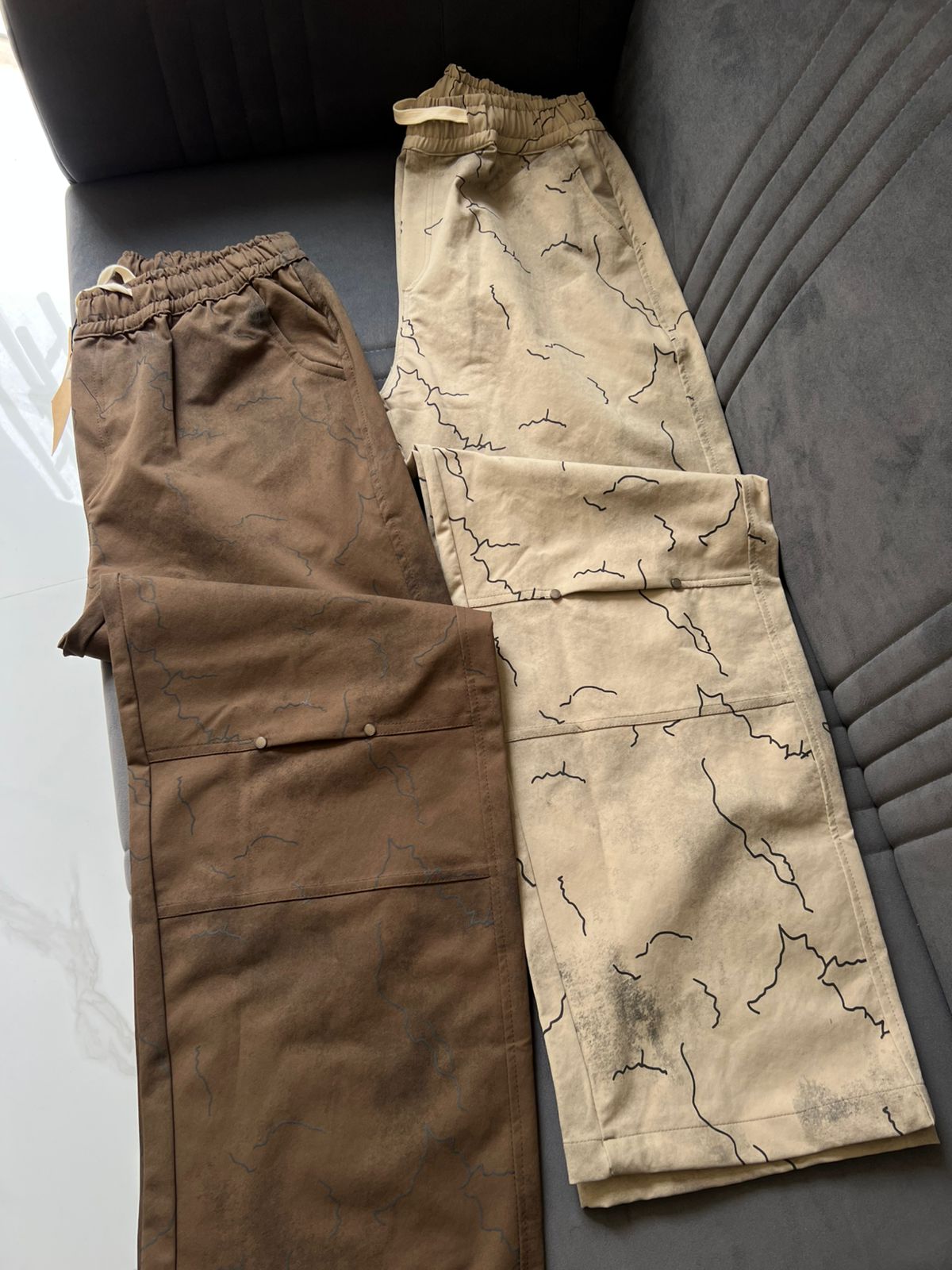 Abstract Contour Printed Baggy Wide-Leg Trousers (Imported Lower)