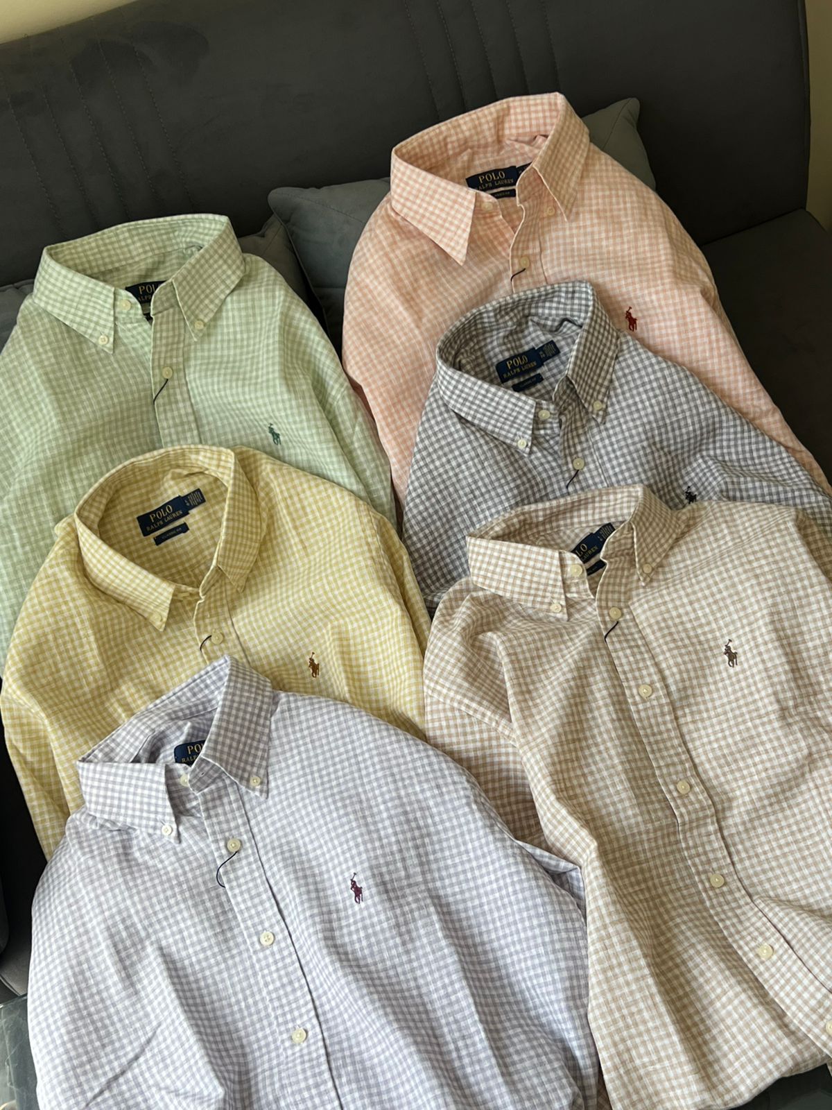 Classic Gingham Check Pure Linen Long Sleeve Shirt