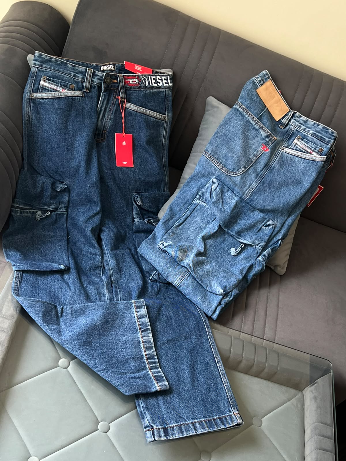 Diesel Utility 6-Pocket Cargo Denim Jeans (Medium Wash)