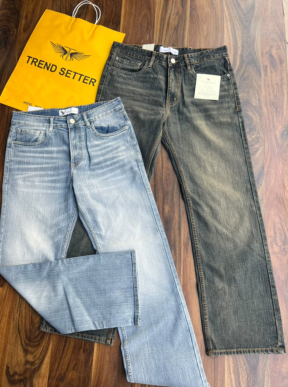 Premium Size 34 Men's Denim Jeans Collection (Wide Leg, Flap Pocket & Contrast Stitch)