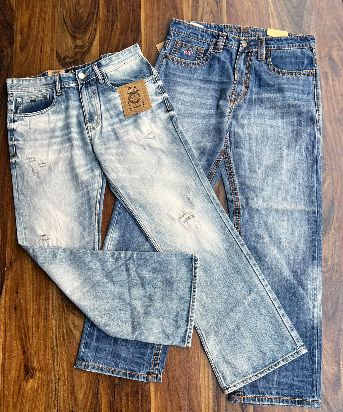 Premium Size 34 Men's Denim Jeans Collection (Wide Leg, Flap Pocket & Contrast Stitch)