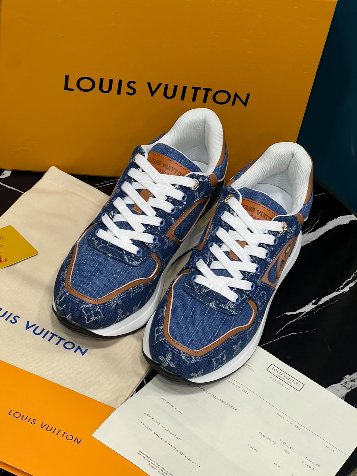 LV Monogram Denim Low-Top Runner Sneakers