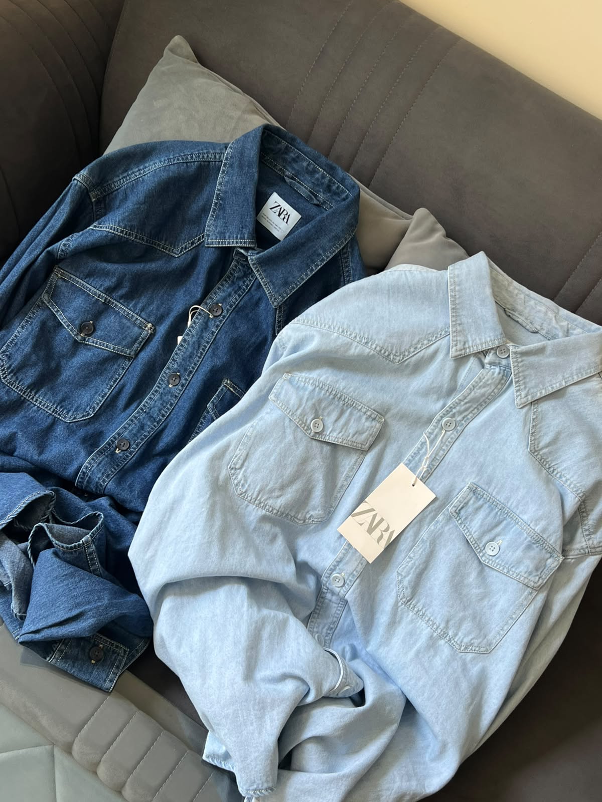 Zara Style Plus Size Oversized Dual-Pocket Denim Overshirt