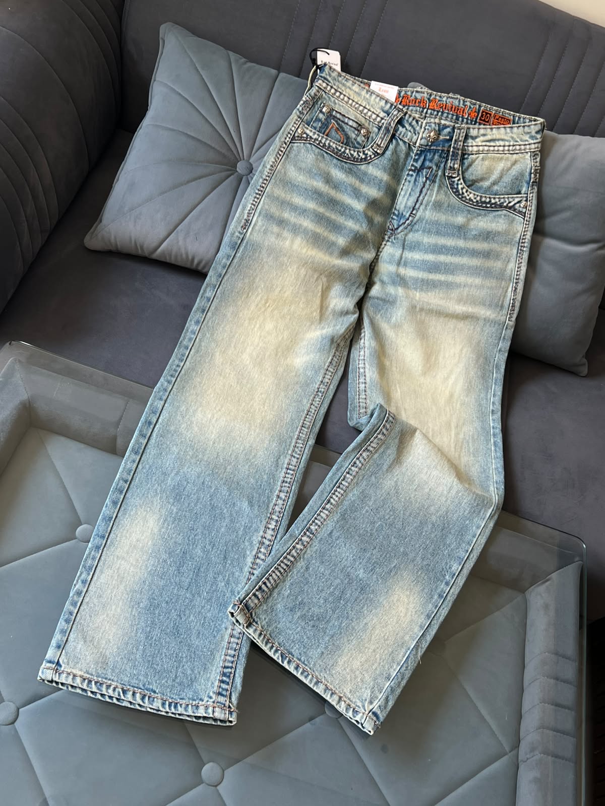 Rock Revival Signature Embroidered Flap-Pocket Straight Leg Jeans