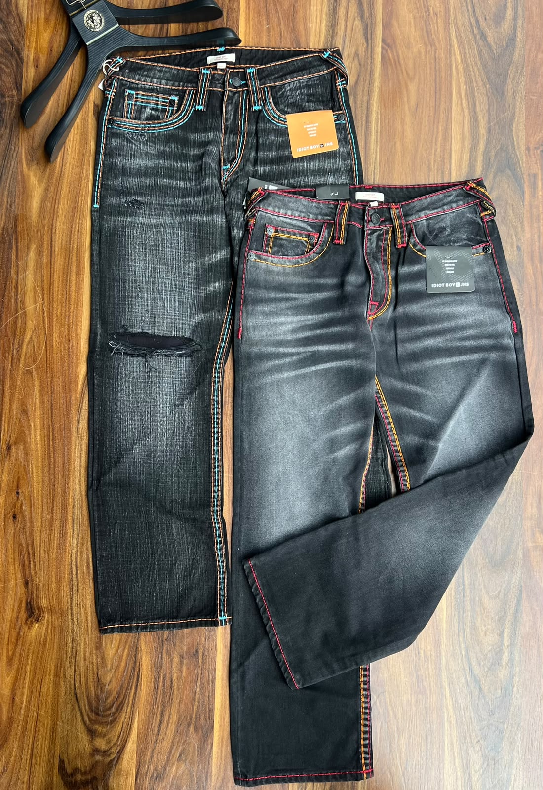 Premium Size 34 Men's Denim Jeans Collection (Wide Leg, Flap Pocket & Contrast Stitch)