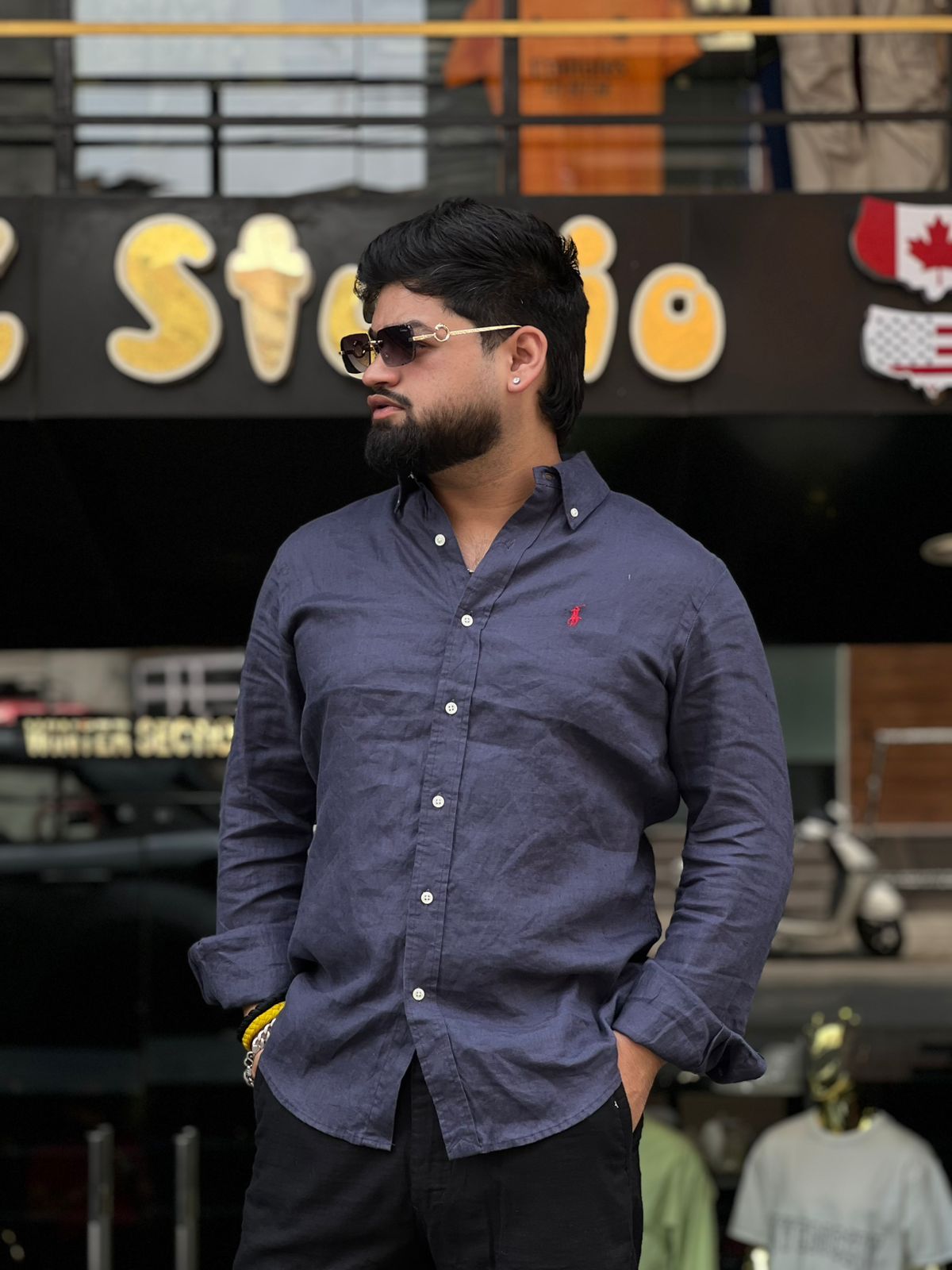 Solid Pure Linen Button-Down Long Sleeve Shirt