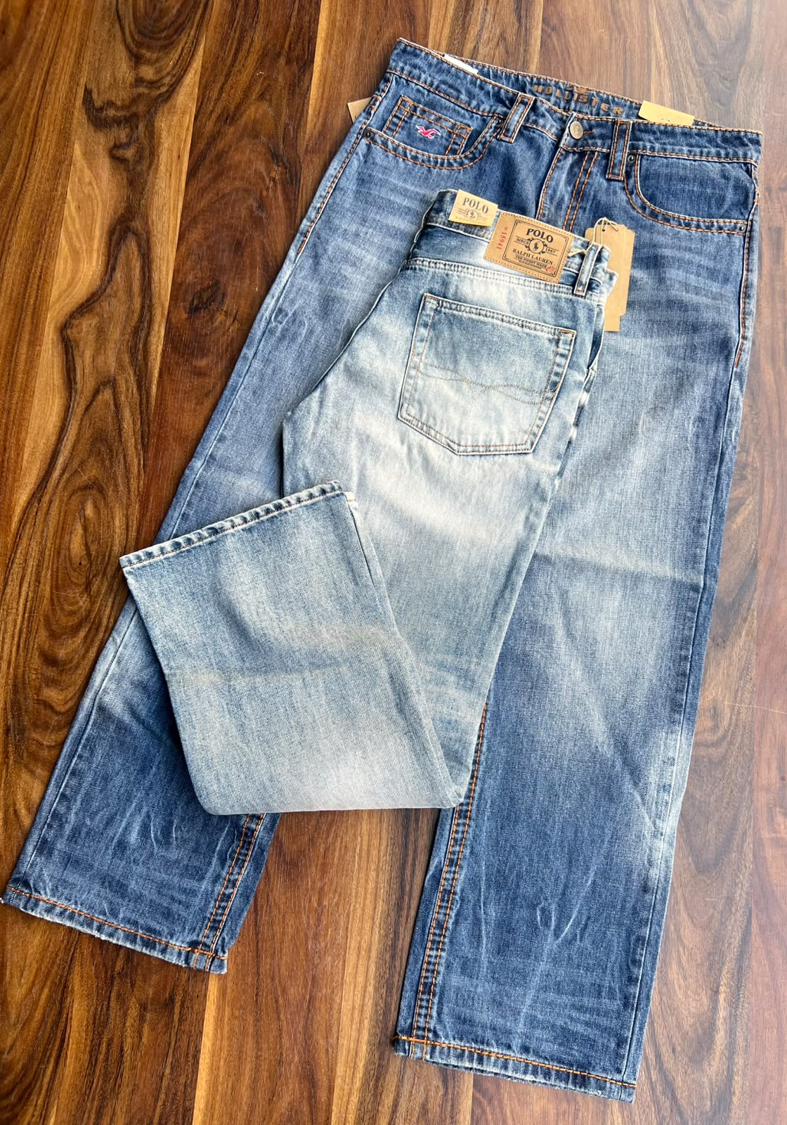 Premium Size 34 Men's Denim Jeans Collection (Wide Leg, Flap Pocket & Contrast Stitch)