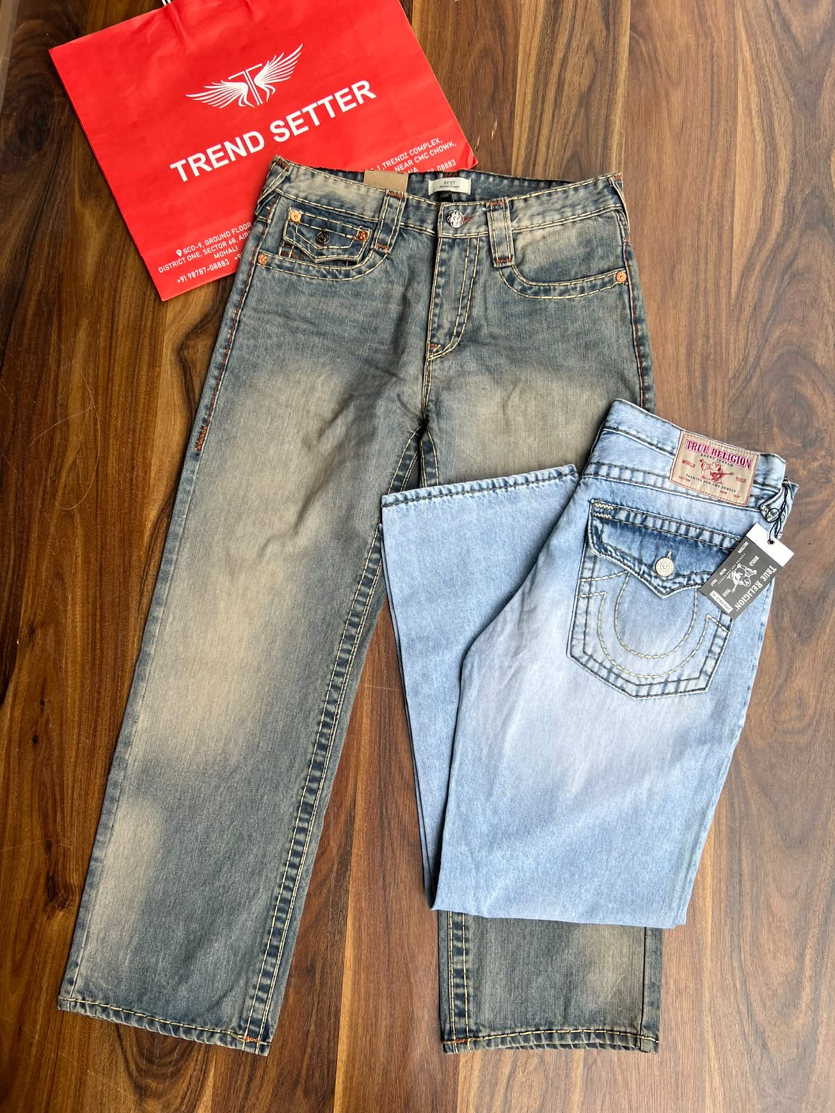 Premium Size 34 Men's Denim Jeans Collection (Wide Leg, Flap Pocket & Contrast Stitch)