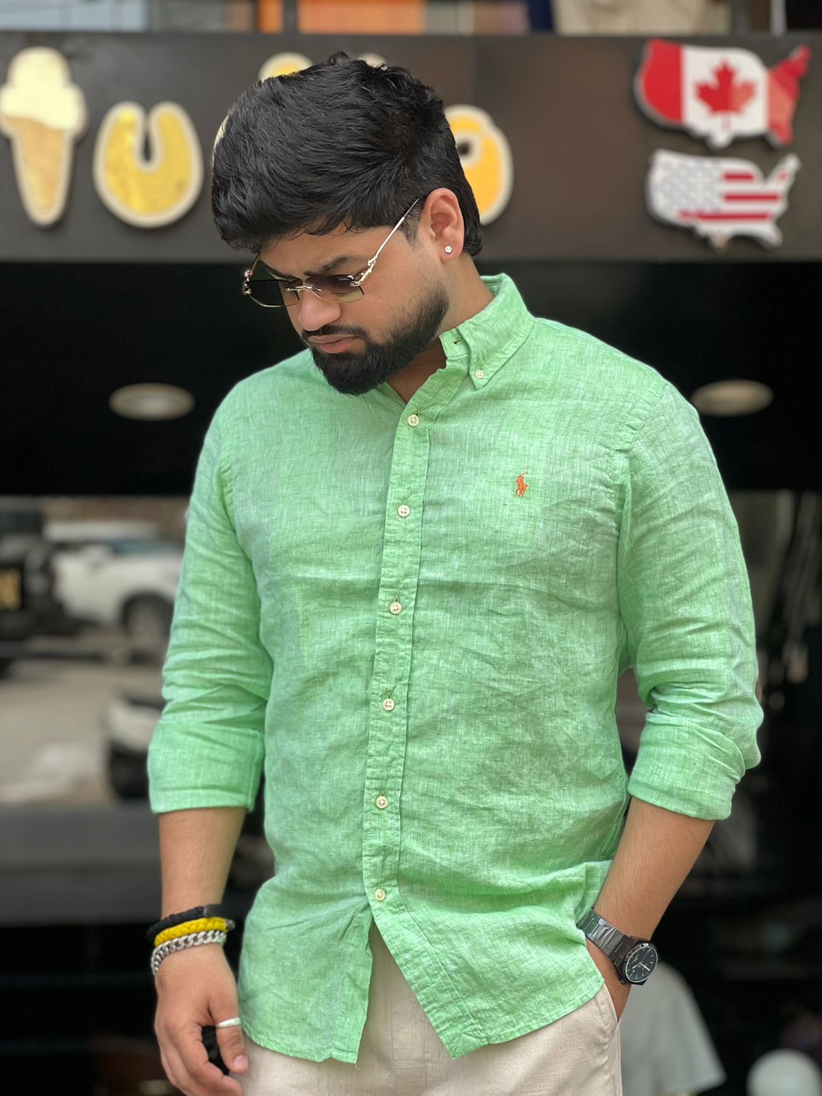 Solid Pure Linen Button-Down Long Sleeve Shirt