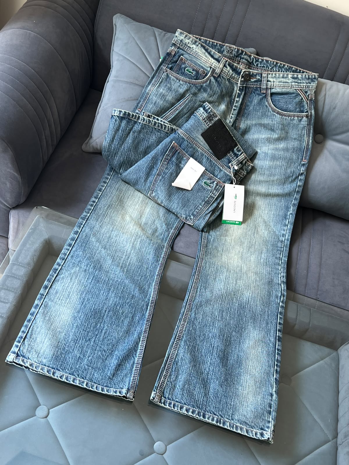 Lacoste Signature Crocodile Logo Straight-Leg Denim Jeans