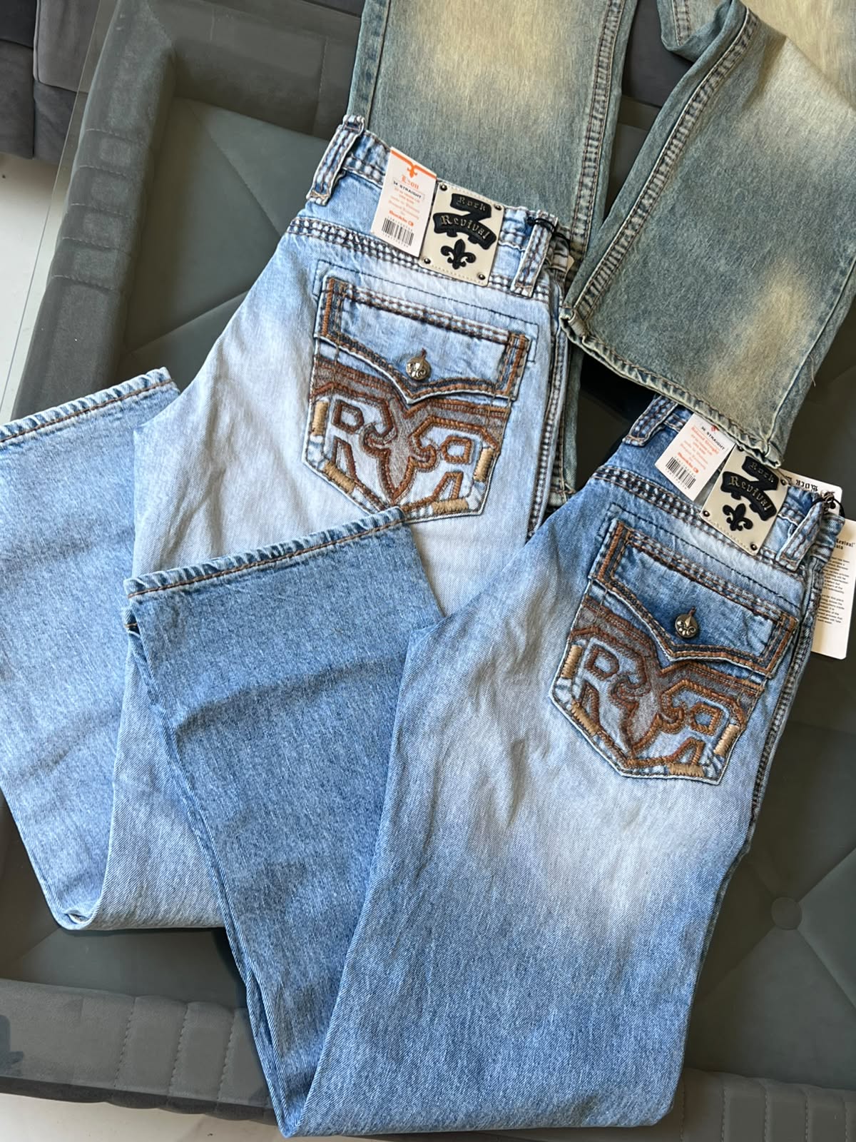 Rock Revival Signature Embroidered Flap-Pocket Straight Leg Jeans