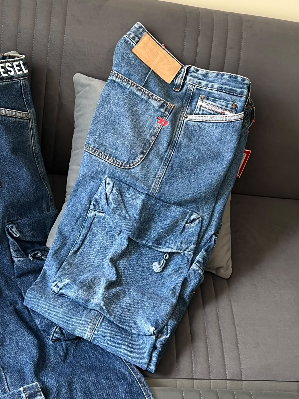 Diesel Utility 6-Pocket Cargo Denim Jeans (Medium Wash)