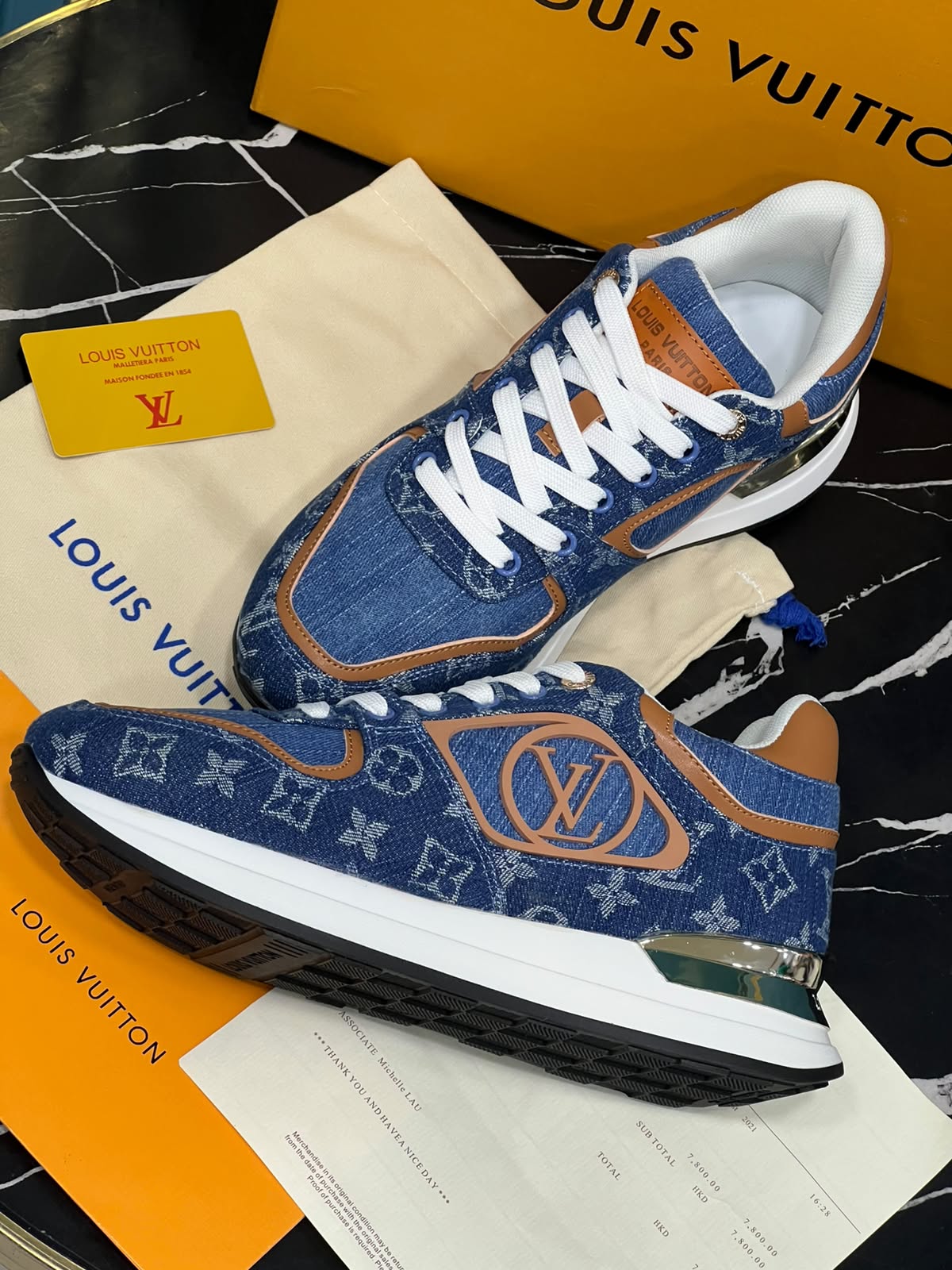 LV Monogram Denim Low-Top Runner Sneakers