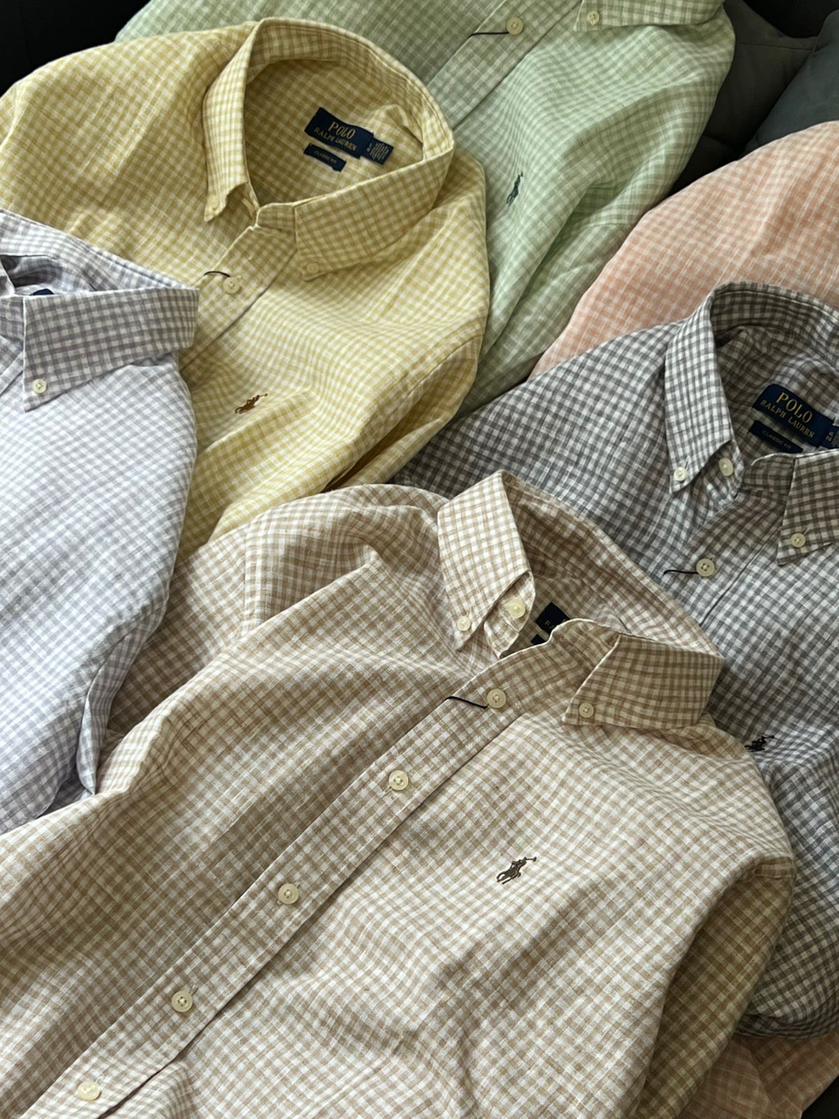Classic Gingham Check Pure Linen Long Sleeve Shirt
